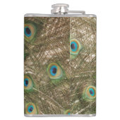 広げられた羽を持つ美しい孔雀の写真 フラスク (裏面)