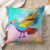 広カラフル翼の鳥 クッション (ブランケット)