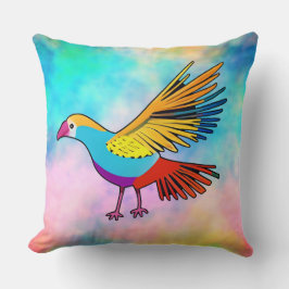 広カラフル翼の鳥 クッション
