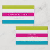 広モダンストライプミニマル型の明るいカラフル 名刺 (正面/裏面)