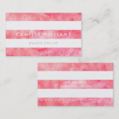 広モダンミニマルストライプ淡水色ピンク 名刺 (正面/裏面)