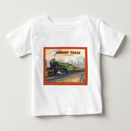 広告するヴィンテージHornbyの列車セット ベビーTシャツ (正面)