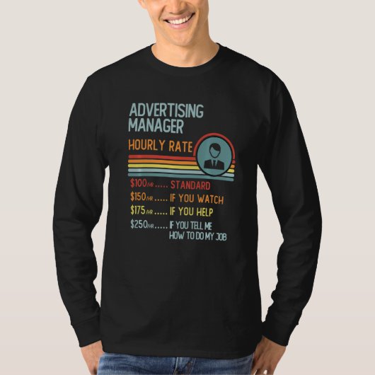 広告マネージャ時給Tシャツ レトロな仕事 Tシャツ (正面)
