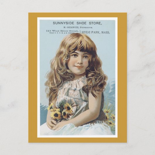 広告ラベルサニーサイドシューストアビクトリアンはがき ポストカード (正面)