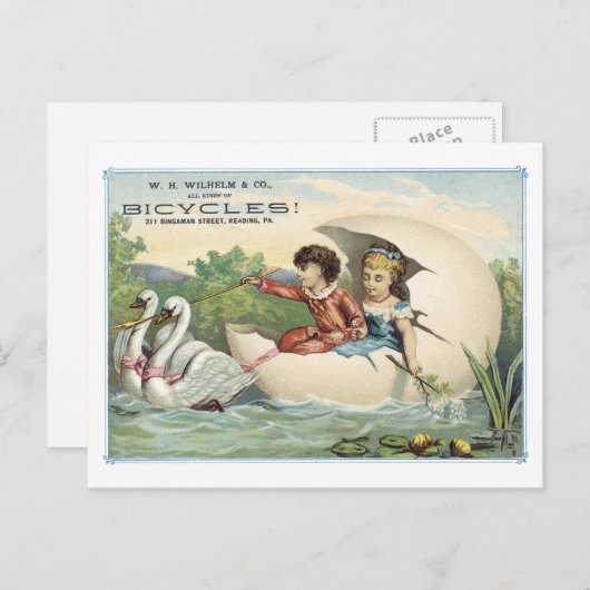 広告ラベル自転車読のPAポストカビクトリアンード ポストカード (正面/裏面)