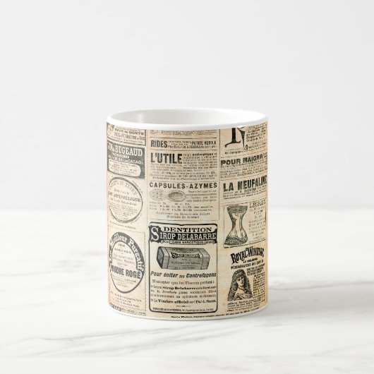 広告付き新聞ページ – ヴィンテージの彫刻 コーヒーマグカップ (中央)