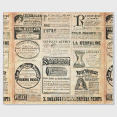 広告付き新聞ページ – ヴィンテージ彫刻 ラッピングペーパー (フラット)