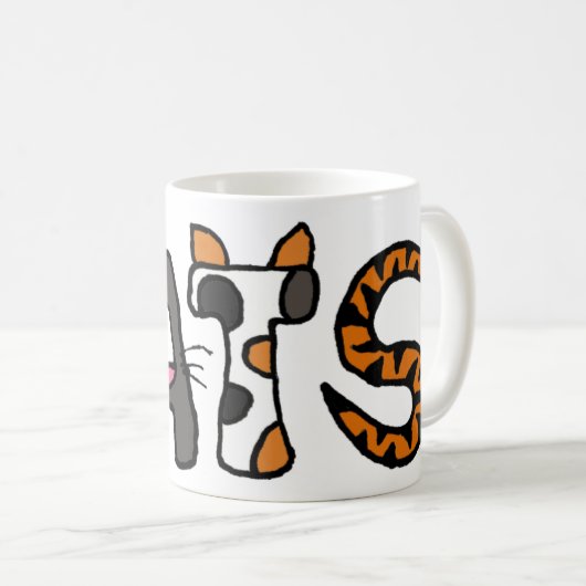 広告芸術的な猫のマグ コーヒーマグカップ (正面右)