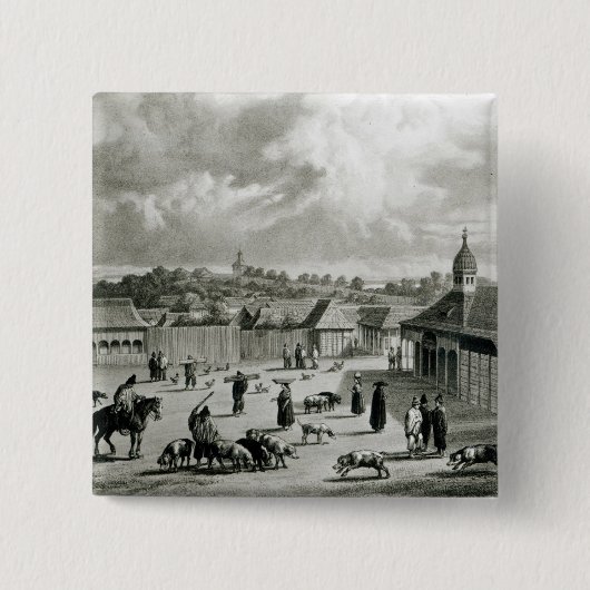広場de San Carlos de Chiloe 1835年] 缶バッジ (正面)