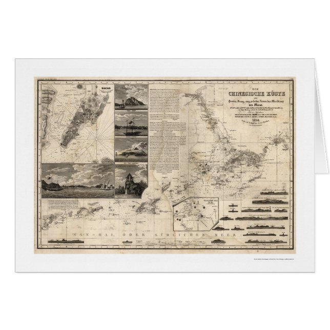 広東省およびマカオ1834年が付いている中国のドイツの地図 (正面横)