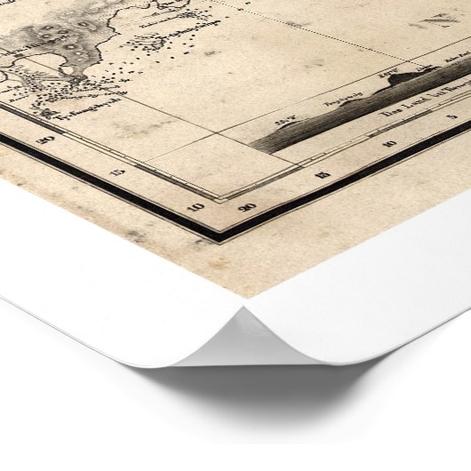 広東省とマカオのドイツの中国の地図1834 ポスター (角)