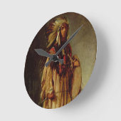 広範な景色の北アメリカのインディアン、 ラウンド壁時計 (傾斜)