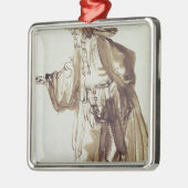 広縁を付けられた帽子を持つ俳優 メタルオーナメント (左)