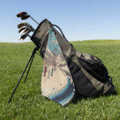 広重の冬の風景日本 ゴルフタオル (グリーン)