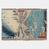 広重の冬の風景日本 スローブランケット (正面)