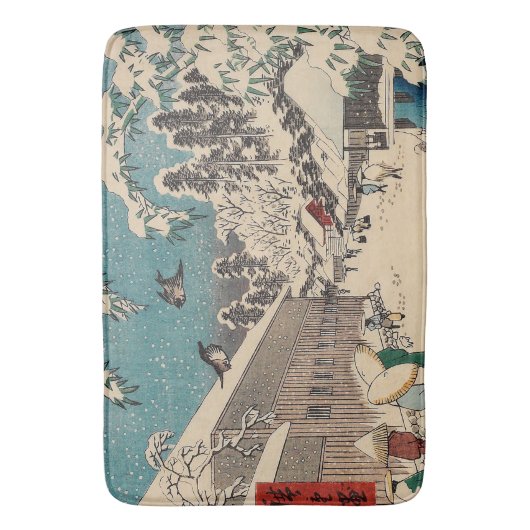広重の冬の風景日本 バスマット (正面縦)