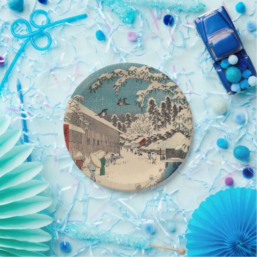 広重の冬の風景日本 ペーパープレート (パーティー)