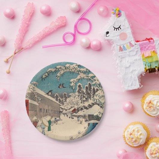 広重の冬の風景日本 ペーパープレート (パーティー)