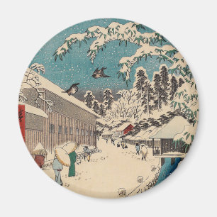広重の冬の風景日本 マグネット