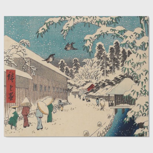 広重の冬の風景日本 ラッピングペーパー (フラット)