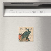 広重の孔雀と牡丹結婚たち マグネット (インサイチュ (食洗機))