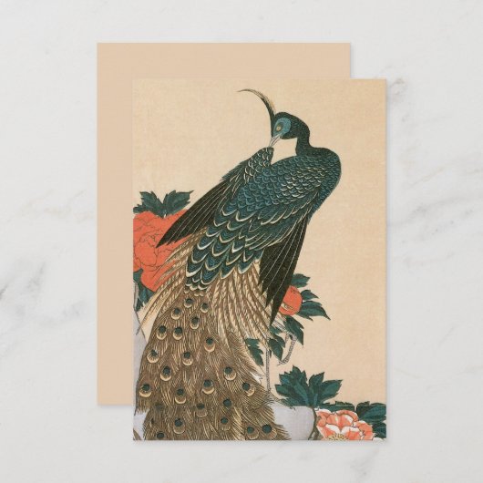 広重の孔雀と牡丹結婚たち 出欠カード (正面/裏面)