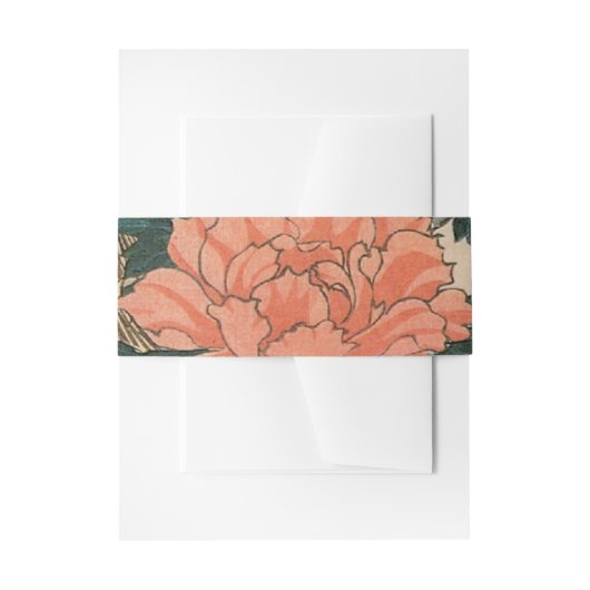 広重の孔雀と牡丹結婚たち 招待状ベリーバンド (正面例)