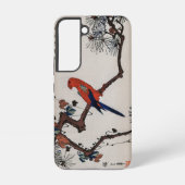 広重の松の枝に止まるコンゴウインコ SAMSUNG GALAXYケース (裏面)