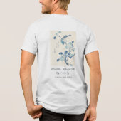 広重の椿と鳥の浮世絵アート オフホワイト トライブレンドTシャツ (裏面)