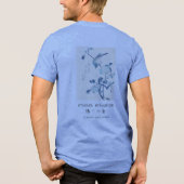 広重の椿と鳥の浮世絵アート ライトブルー トライブレンドTシャツ (裏面)