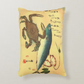 広重の魚のカニやケガニ&サバ日本のー アクセントクッション (正面(垂直))