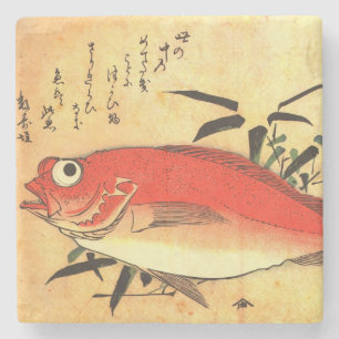 広重の魚カラフルプリント ストーンコースター