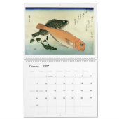 広重の魚日本のプリント カレンダー (2月 2027)