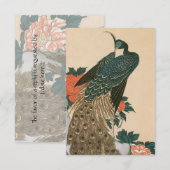 広重の「孔雀と芍薬」 ウェディング 出欠カード (正面/裏面)