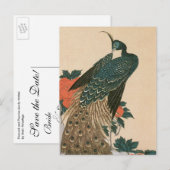 広重の「孔雀と芍薬」 ウェディング 案内ポストカード (正面/裏面)