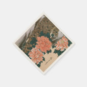 広重の「孔雀と芙蓉」日本美術 スタンダードカクテルナプキン (角)