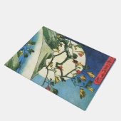 広重ムーンオーバーザウォーターフォール日本のファインアート ドアマット (アングル)