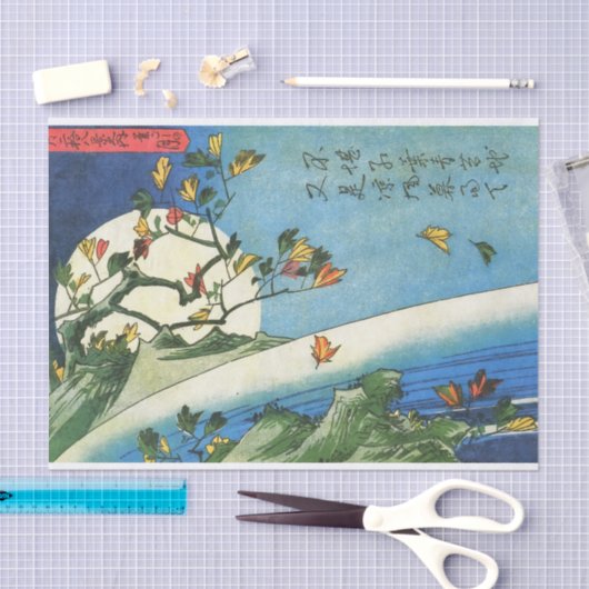 広重ムーンオーバーザウォーターフォール日本のファインアート 薄葉紙 (クラフト)