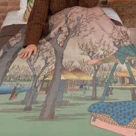 広重作の梅園 フリースブランケット