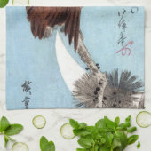 広重 – フクロウ、松、三日月 キッチンタオル (折り畳み)