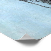 広重 – フクロウ、松、三日月 ポスター (角)