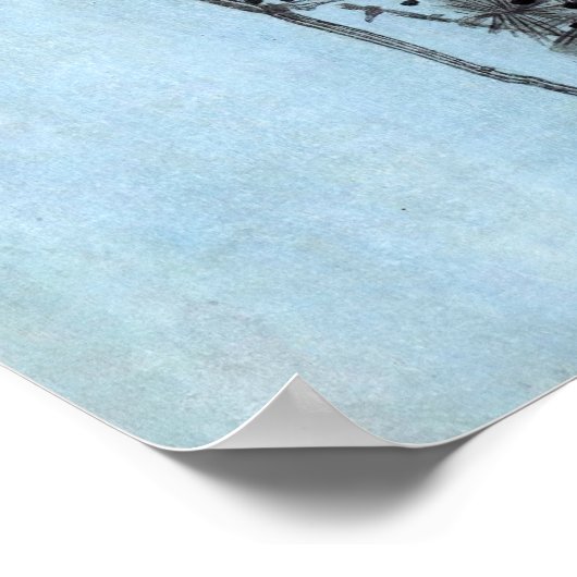 広重 – フクロウ、松、三日月 ポスター (角)