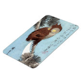 広重 – フクロウ、松、三日月 マグネット (左側)