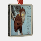 広重 – フクロウ、松、三日月 メタルオーナメント (右)