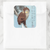 広重 - 兜木と三日月とコノハズク スクエアシール (バッグ)