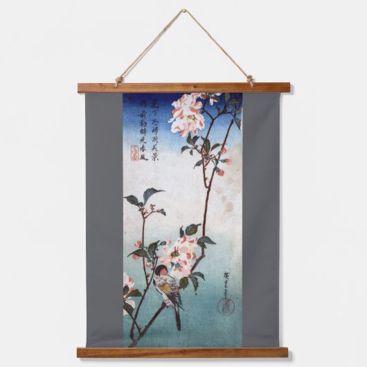 広重「燕と桜」 吊り下げ型タペストリー (正面)