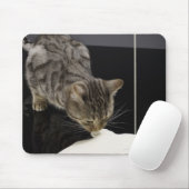 床からシルバータブ猫のクリームを飲む マウスパッド (マウス)