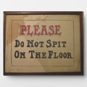 床に唾を吐かないでヴィンテージアンティーク フォトプラーク (正面)