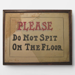 床に唾を吐かないでヴィンテージアンティーク フォトプラーク