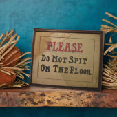 床に唾を吐かないでヴィンテージアンティーク フォトプラーク (側面)